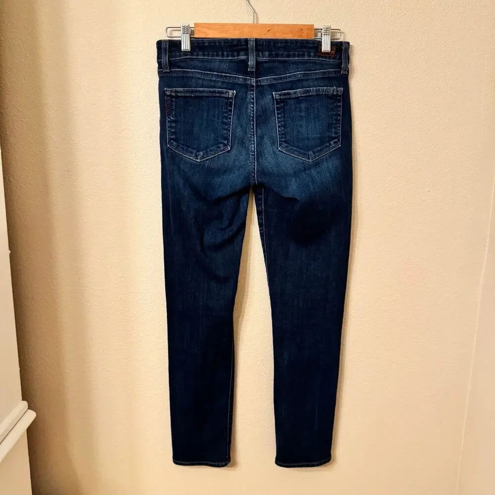Paige Skyline Ankle Peg Jeans | Size 29 | Dark Wash Slim Fit Stretch Denim - Picture 4 of 12